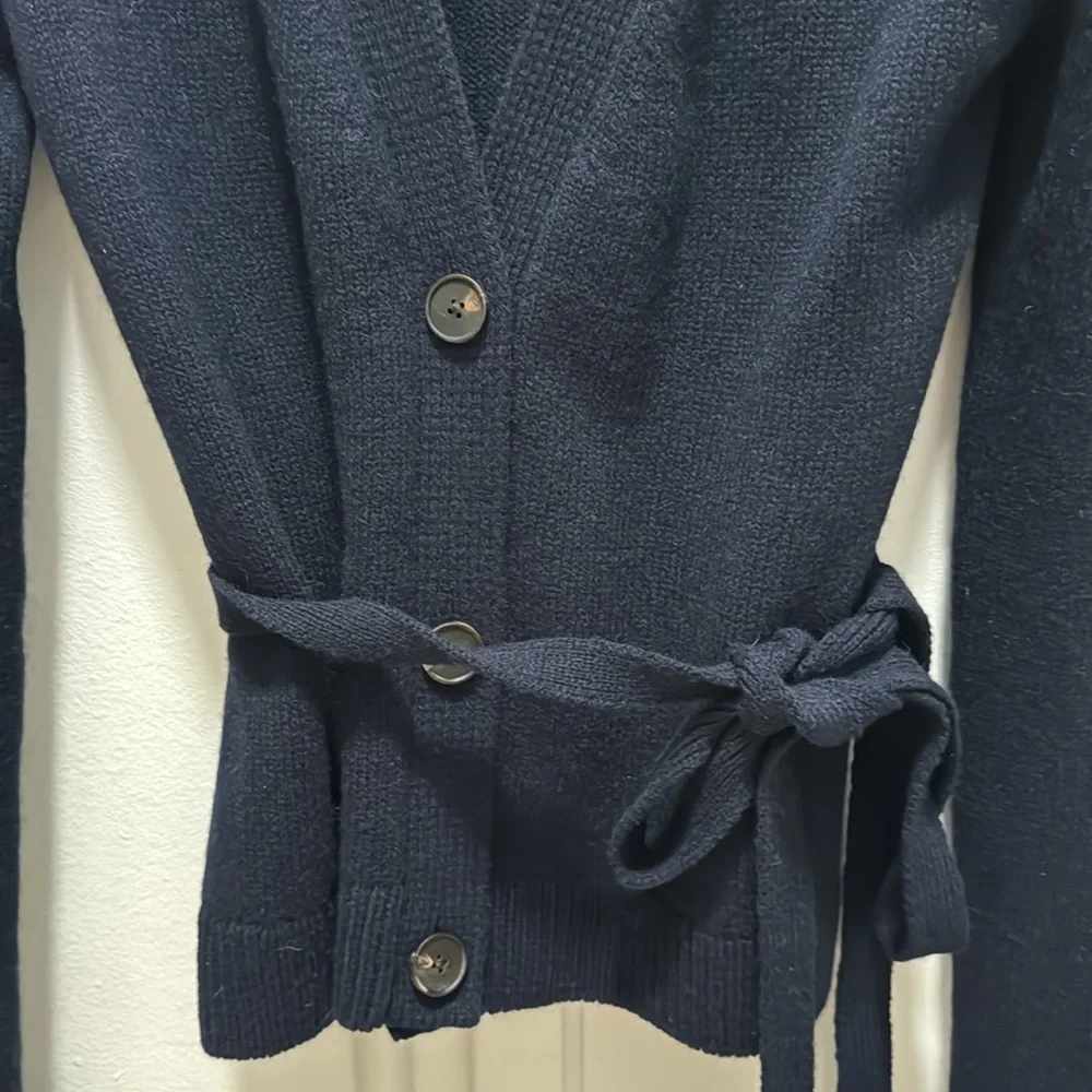 NWT Samira Belted Cashmere Cardigan By Brock Collection NAVY COLOR small - Picture 6 of 7